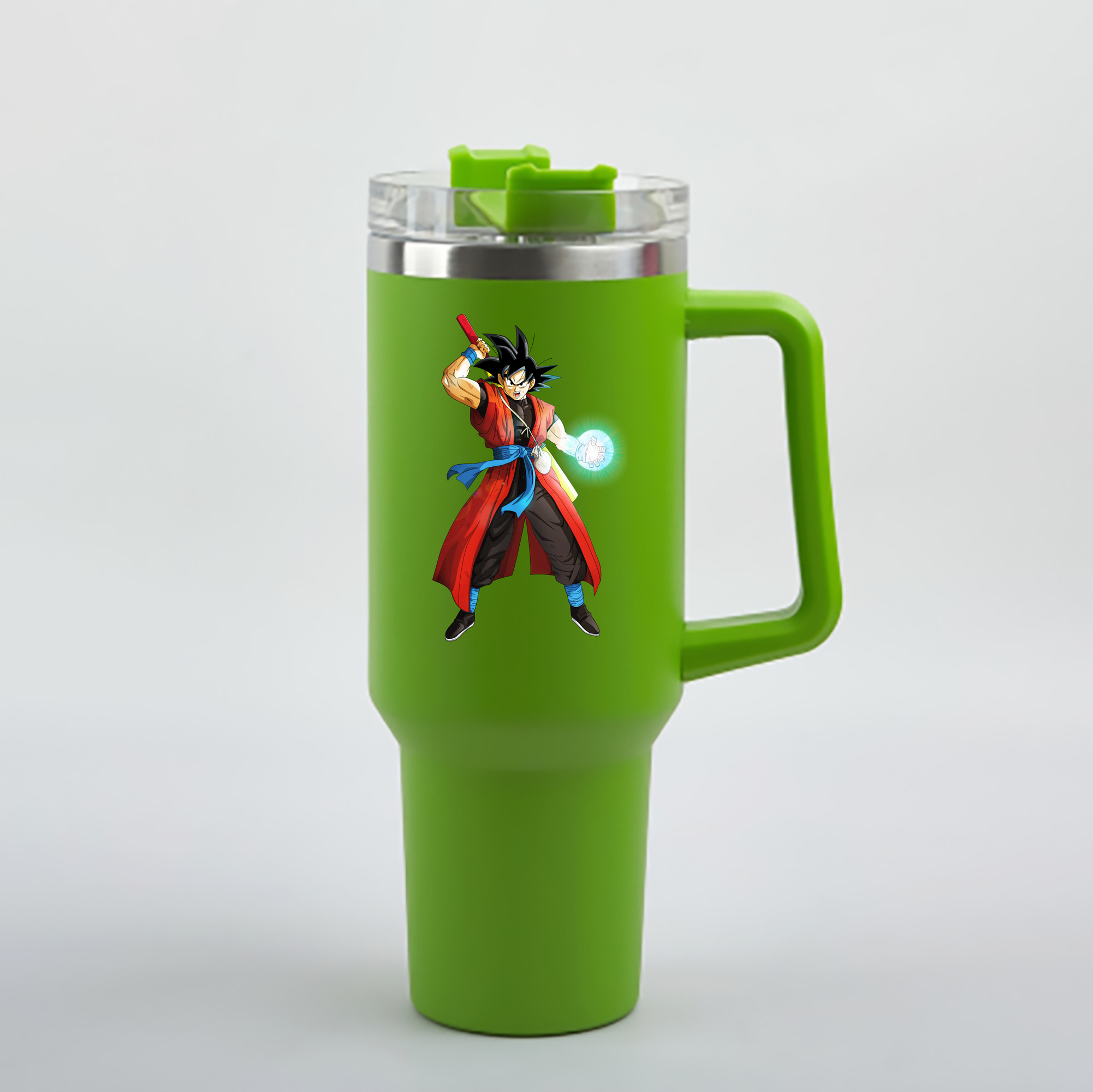 （画像用） ドラゴンボール 孫悟空（そん ごくう）Son Goku カカロット DRAGON BALL Kakarotto 1200mL車用タンブラー - クリスタルステッカー（プラスチックストロー付き）